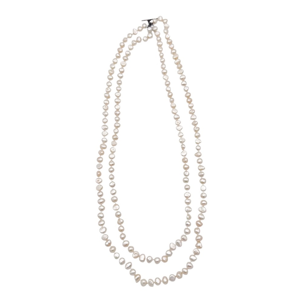 Vintage White Freshwater Baroque Double-Strand Pearl Necklace *AS IS*